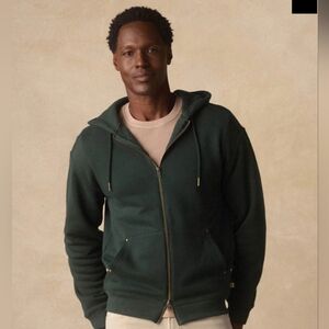 Normal Brand Fleece Full Zip Up Hoodie In Varsity Green